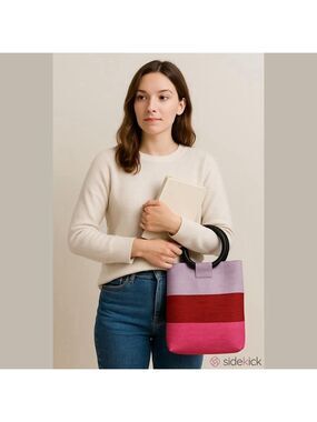 Thai Silk Color-Blocked Tote Evening Bag